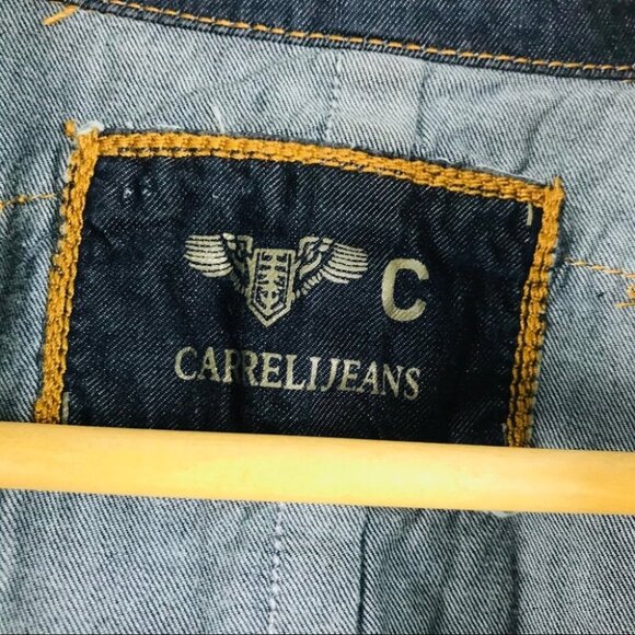 Carreli Jeans Cotton long-sleeve collar Snap up denim Shirt Women Shacket Size M - Picture 8 of 14